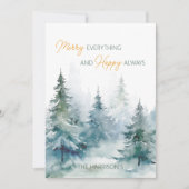 Merry Everything Happy Always Winter Bomen Plat Feestdagenkaart (Voorkant)