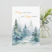 Merry Everything Happy Always Winter Bomen Plat Feestdagenkaart (Staand voorkant)