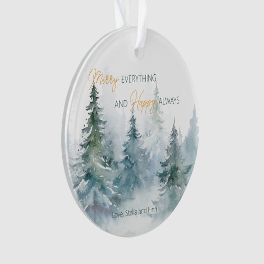 Merry Everything Happy Always Winter Trees Acrylic Ornament (voorkant)