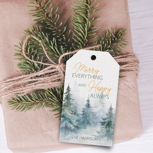 Merry Everything Happy Always Winter Trees Cadeaulabel