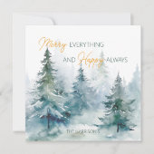 Merry Everything Happy Always Winter Trees Flat Feestdagenkaart (Voorkant)