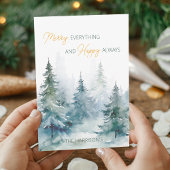 Merry Everything Happy Always Winter Trees Flat Feestdagenkaart