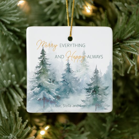 Merry Everything Happy Always Winter Trees Keramisch Ornament (Boom)
