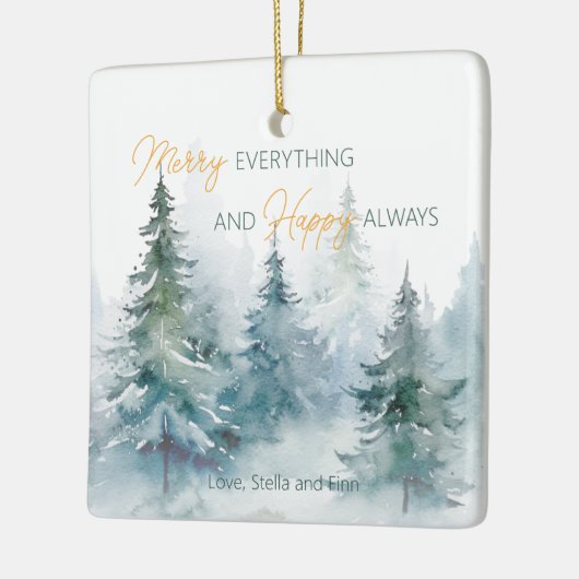 Merry Everything Happy Always Winter Trees Keramisch Ornament (Links)
