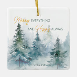 Merry Everything Happy Always Winter Trees Keramisch Ornament