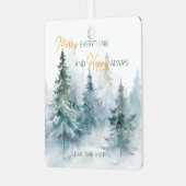 Merry Everything Happy Always Winter Trees Metalen Ornament (Voorkant links)