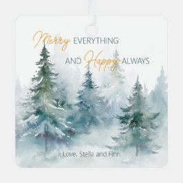 Merry Everything Happy Always Winter Trees Metalen Ornament