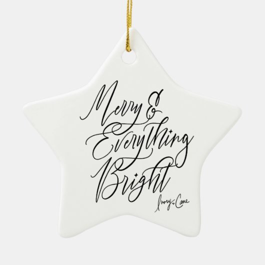 Merry & Everything Heldere Ronde Kerst Ornament (Voorkant)