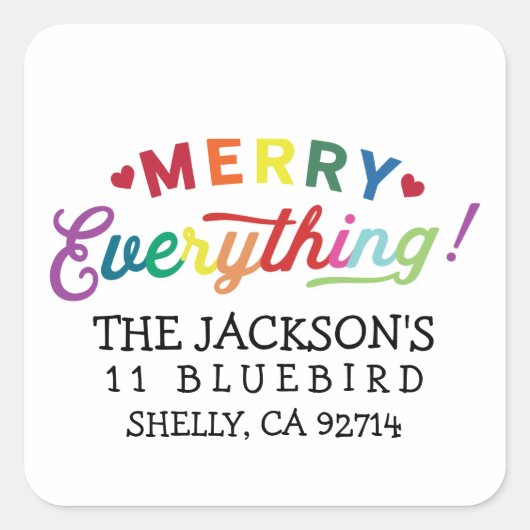 MERRY EVERYTHING-label Vierkante Sticker (Voorkant)