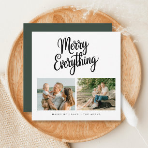 Merry Everything Modern Familie 2 Foto Kerstmis Feestdagenkaart