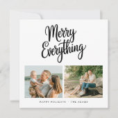 Merry Everything Modern Familie 2 Foto Kerstmis Feestdagenkaart (Voorkant)