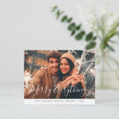 Merry Everything Modern Script Leuke foto Briefkaart (Staand voorkant)