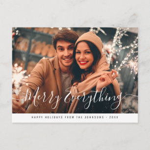 Merry Everything Modern Script Leuke foto Briefkaart