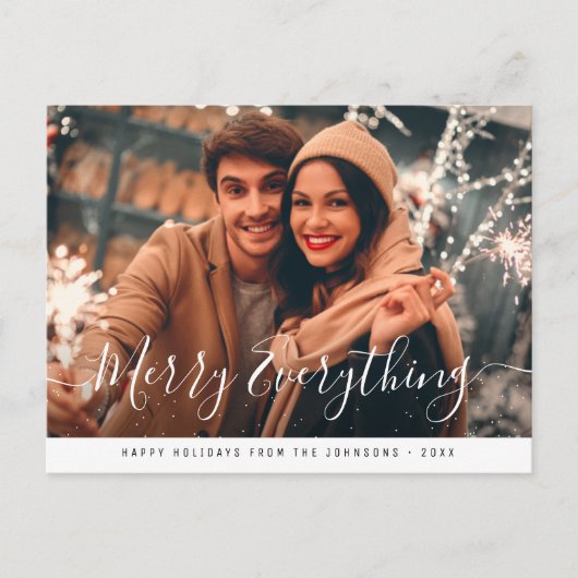 Merry Everything Modern Script Leuke foto Briefkaart (Voorkant)