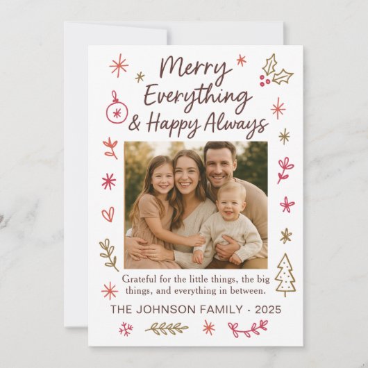 Merry Everything Scribble Doodle Christmas Kaart (Voorkant)