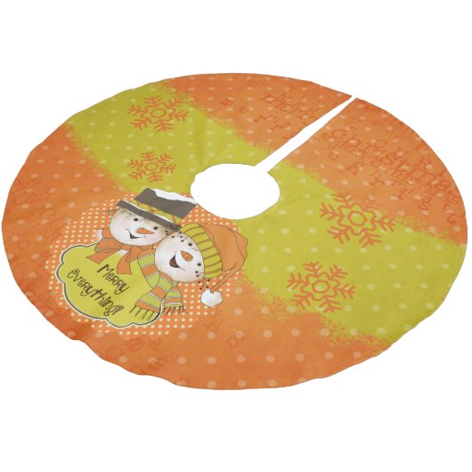 Merry Everything Snowmen Holiday Tree Skirt Kerstboom Rok (Gekanteld)
