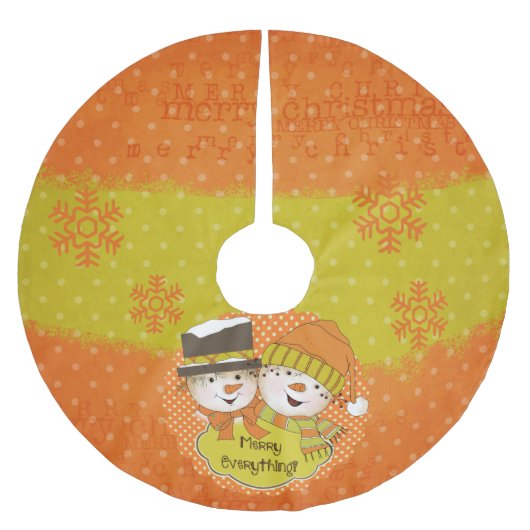 Merry Everything Snowmen Holiday Tree Skirt Kerstboom Rok (Voorkant)