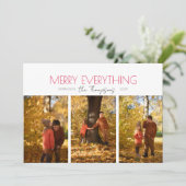 Merry Everything Three Photo Christmas Card Feestdagenkaart (Staand voorkant)