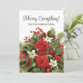 Merry Everything Vakantie Rood Wit Bloemstuk Feestdagenkaart (Staand voorkant)