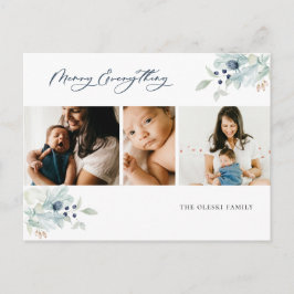 Merry Everything Winter Botanical Photo Collage Feestdagenkaart