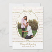 Merry & Expecting Cute Boog, 2 foto's Kerstmis Feestdagenkaart (Voorkant)