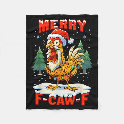 Merry F-caw-f Chicken Christmas Funny Rooster Men Fleece Deken (Voorkant)