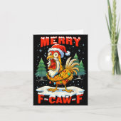 Merry F-caw-f Chicken Christmas Funny Rooster Men  Kaart (Voorkant)