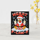 Merry F-caw-f Chicken Christmas Funny Rooster Men  Kaart (Gele Bloem)
