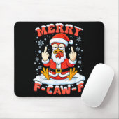 Merry F-caw-f Chicken Christmas Funny Rooster Men Muismat (Met muis)