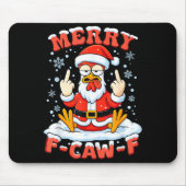 Merry F-caw-f Chicken Christmas Funny Rooster Men Muismat (Voorkant)