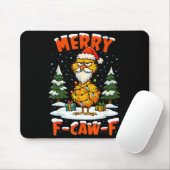 Merry F-caw-f Chicken Christmas Funny Rooster Men Muismat (Met muis)