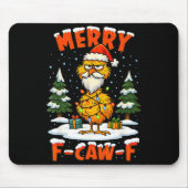 Merry F-caw-f Chicken Christmas Funny Rooster Men  Muismat (Voorkant)