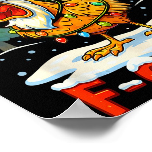 Merry F-caw-f Chicken Christmas Funny Rooster Men  Poster (Hoek)