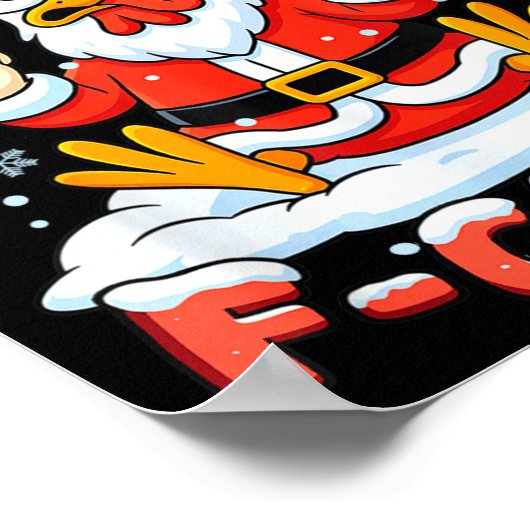 Merry F-caw-f Chicken Christmas Funny Rooster Men  Poster (Hoek)