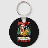 Merry F-caw-f Chicken Christmas Funny Rooster Men  Sleutelhanger (Voorkant)