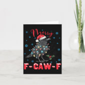 Merry F-caw-f Christmas Black Crow Funny Black Bir Kaart (Voorkant)