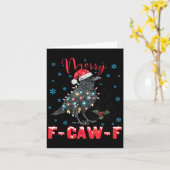 Merry F-caw-f Christmas Black Crow Funny Black Bir Kaart (Gele Bloem)