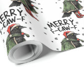 Merry F-Caw-F Christmas Black Crow Funny Christmas Cadeaupapier (Rol Hoek)