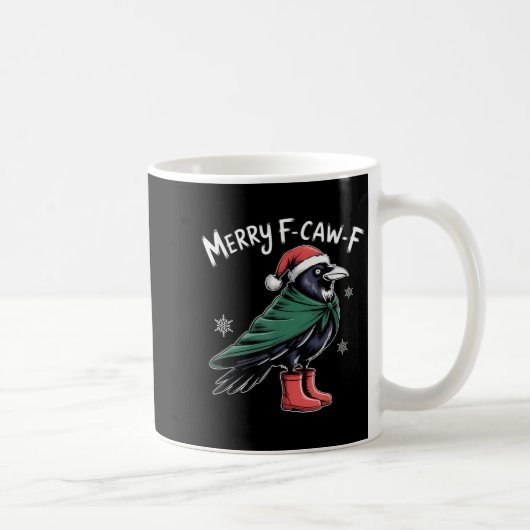 Merry F-caw-f Crow, Black Bird Christmas, Christma Koffiemok (Rechts)