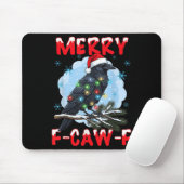 Merry F-caw-f Crow Christmas Snowflake Xmas Lights Muismat (Met muis)