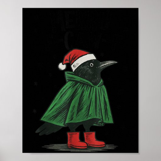 Merry F-caw-f Funny Christmas Black Crow Merry Xma Poster (Voorkant)