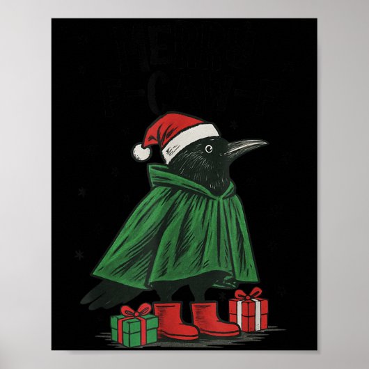 Merry F-caw-f Funny Christmas Black Crow Merry Xma Poster (Voorkant)