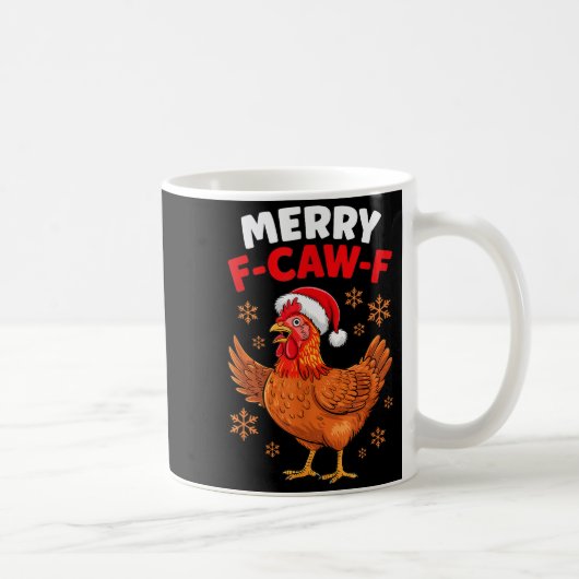 Merry F-caw-f Funny Christmas Santa Chicken  Koffiemok (Rechts)