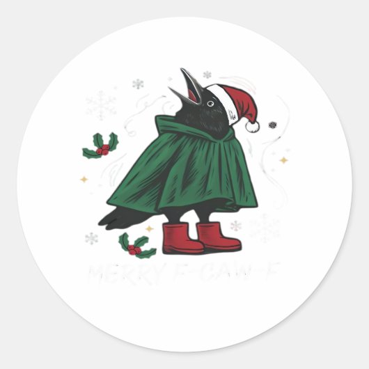 Merry F Caw F Funny Graphic Style Ronde Sticker (Voorkant)