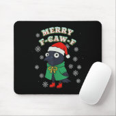Merry F-caw-f Raven Fcawf Christmas Holiday Crow F Muismat (Met muis)