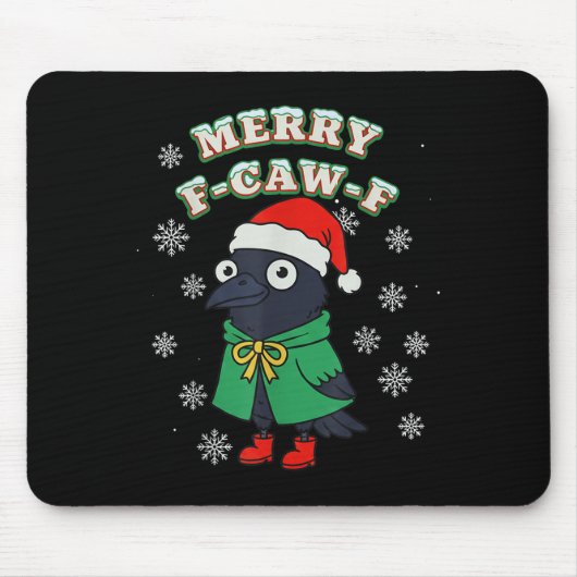 Merry F-caw-f Raven Fcawf Christmas Holiday Crow F Muismat (Voorkant)