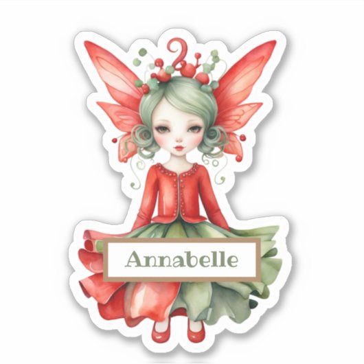 Merry Fairy Christmas Custom-Cut Vinyl Sticker (Voorkant)