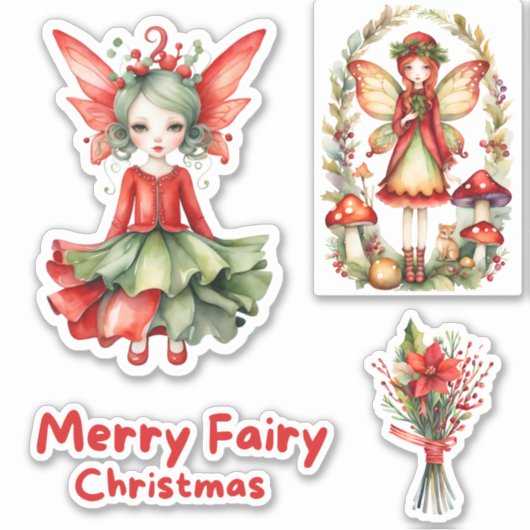 Merry Fairy Christmas Custom-Cut Vinyl Sticker (Voorkant)