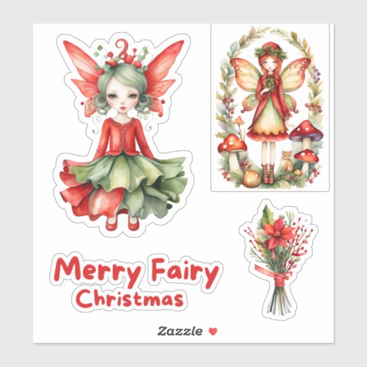 Merry Fairy Christmas Custom-Cut Vinyl Sticker (Vel)