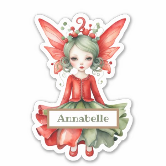 Merry Fairy Christmas Custom-Cut Vinyl Sticker (Voorkant)